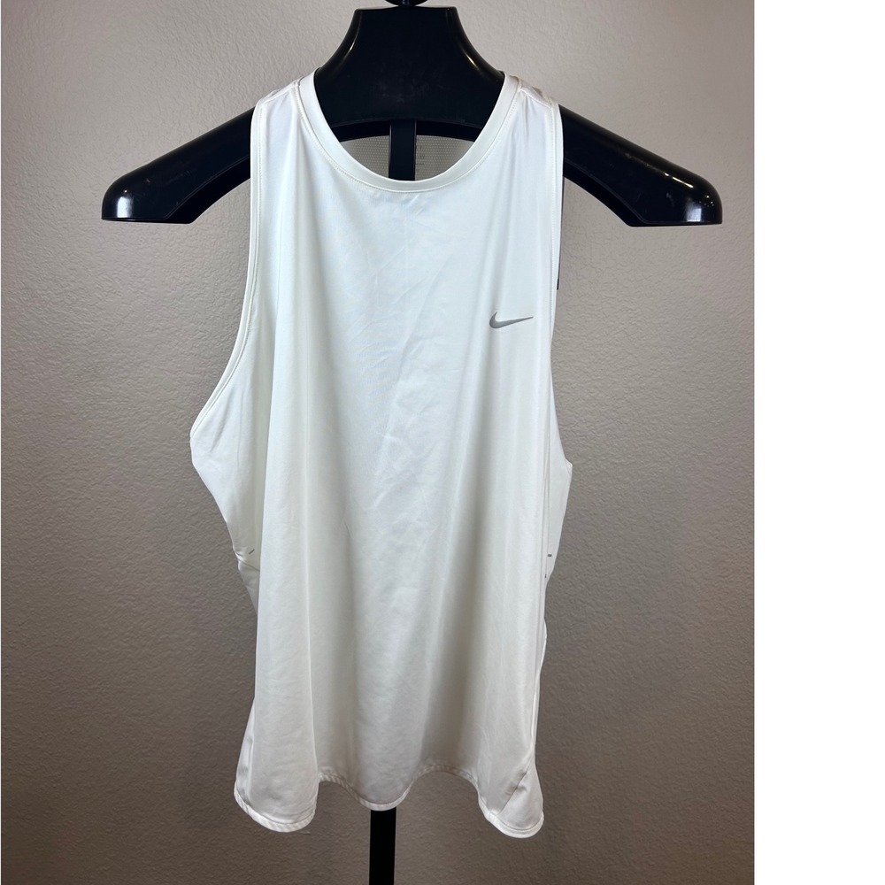 Nike Swift Dri-FIT Womens Running Tank Top White Mesh Racerback XL HQ0620-133